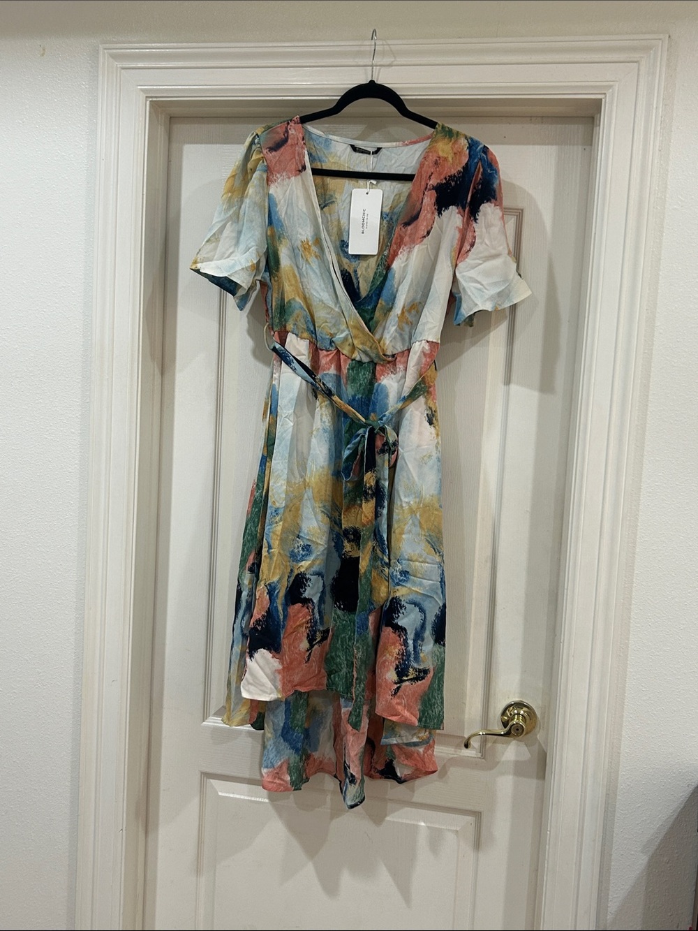 Bloomchic hi/lo Abstract Watercolor Wrap Dress - Multicolor
